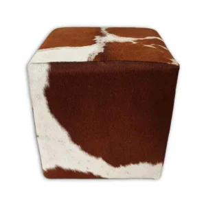 Kuhfell Hocker braun weiss H05