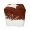 Kuhfell Hocker braun weiss H06