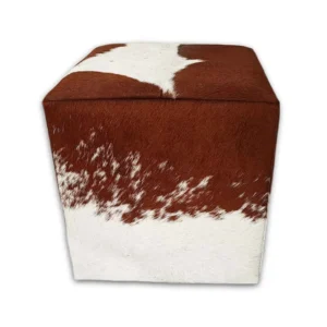 Kuhfell Hocker braun weiss H06