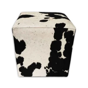 Kuhfell Hocker schwarz weiss H01