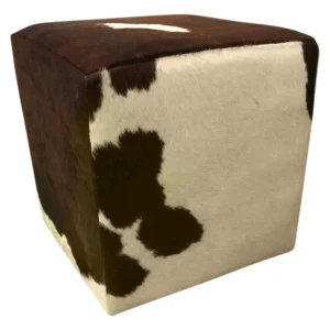 Kuhfell Hocker braun weiss, H02