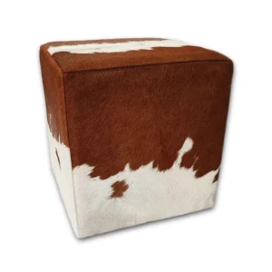 Kuhfell Hocker braun weiss, H08