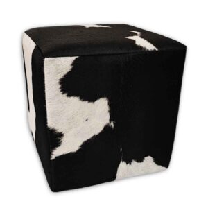 peau de vache Tabouret noir et blanc, H104