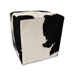 peau de vache Tabouret noir et blanc, H09