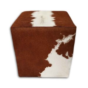 Kuhfell Hocker braun weiss, H08